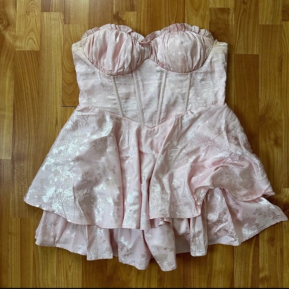 Pink Strapless Ruffle Romper - Picture 3 of 5